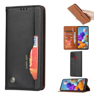 For Samsung Galaxy A21s Knead Skin Texture Horizontal Flip Leather Case with Photo Frame & Holder & Card Slots & Wallet(Black)