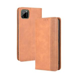 For OPPO Realme C11 Magnetic Buckle Retro Crazy Horse Texture Horizontal Flip Leather Case with Holder & Card Slots & Photo Frame(Brown)