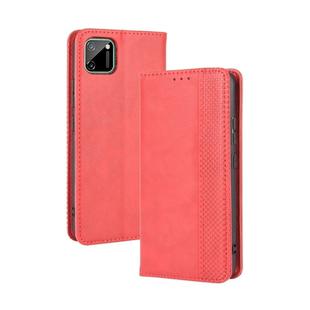 For OPPO Realme C11 Magnetic Buckle Retro Crazy Horse Texture Horizontal Flip Leather Case with Holder & Card Slots & Photo Frame(Red)
