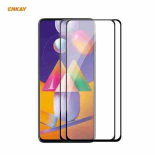 For Samsung Galaxy M31s 2 PCS ENKAY Hat-Prince Full Glue 0.26mm 9H 2.5D Tempered Glass Full Coverage Film