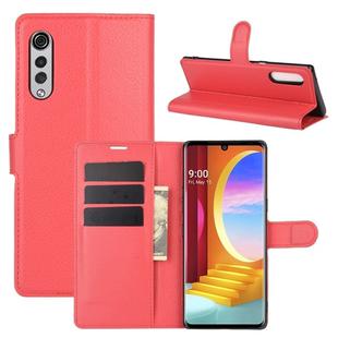 For LG Velvet Litchi Texture Horizontal Flip Protective Case with Holder & Card Slots & Wallet(Red)