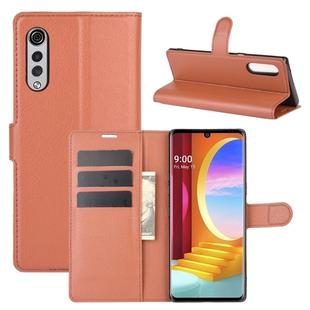For LG Velvet Litchi Texture Horizontal Flip Protective Case with Holder & Card Slots & Wallet(Brown)
