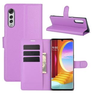 For LG Velvet Litchi Texture Horizontal Flip Protective Case with Holder & Card Slots & Wallet(Purple)