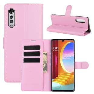 For LG Velvet Litchi Texture Horizontal Flip Protective Case with Holder & Card Slots & Wallet(Pink)