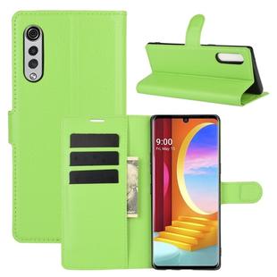 For LG Velvet Litchi Texture Horizontal Flip Protective Case with Holder & Card Slots & Wallet(Green)