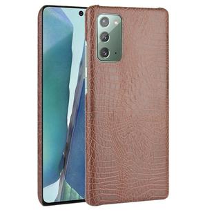 For Samsung Galaxy Note20 Shockproof Crocodile Texture PC + PU Case(Brown)