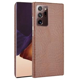 For Samsung Galaxy Note20 Ultra Shockproof Crocodile Texture PC + PU Case(Brown)