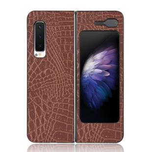 For Samsung Galaxy Fold 4G / Fold 5G / W20 5G Shockproof Crocodile Texture PC + PU Case(Brown)