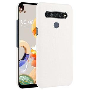 For LG K61 Shockproof Crocodile Texture PC + PU Case(White)