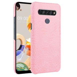 For LG K61 Shockproof Crocodile Texture PC + PU Case(Pink)