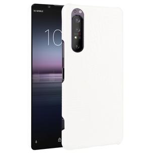 For Sony Xperia 1 II Shockproof Crocodile Texture PC + PU Case(White)