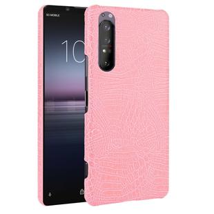 For Sony Xperia 1 II Shockproof Crocodile Texture PC + PU Case(Pink)