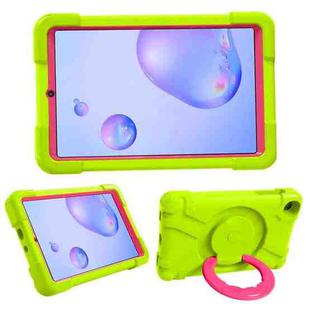 For Galaxy Tab A 8.4 (2020) T307 PC + Silicone Shockproof Combination Case with 360 Degree Rotating Holder & Handle(Glass Green + Rose Red)