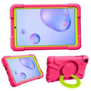 For Galaxy Tab A 8.4 (2020) T307 PC + Silicone Shockproof Combination Case with 360 Degree Rotating Holder & Handle(Rose Red + Grass Green)