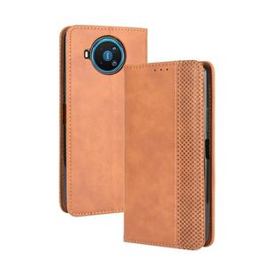 For Nokia 8.3 5G Magnetic Buckle Retro Crazy Horse Texture Horizontal Flip Leather Case  , with Holder & Card Slots & Photo Frame(Brown)