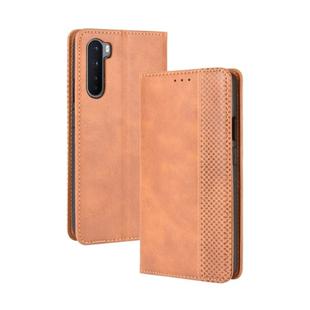 For OnePlus Nord Magnetic Buckle Retro Crazy Horse Texture Horizontal Flip Leather Case with Holder & Card Slots & Photo Frame(Brown)
