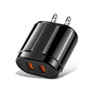 Portable Dual USB Mobile Phone Tablet Universal Charging Head Travel Charger, US Plug(Black)