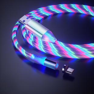 USB to Type-C / USB-C Magnetic Suction Colorful Streamer Mobile Phone Charging  Cable, Length: 1m(Color Light)
