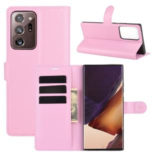 For Samsung Galaxy Note20 Ultra Litchi Texture Horizontal Flip Protective Case with Holder & Card Slots & Wallet(Pink)