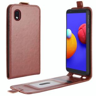 For Samsung Galaxy A01 Core / M01 Core R64 Texture Single Vertical Flip Leather Protective Case with Card Slots & Photo Frame(Brown)