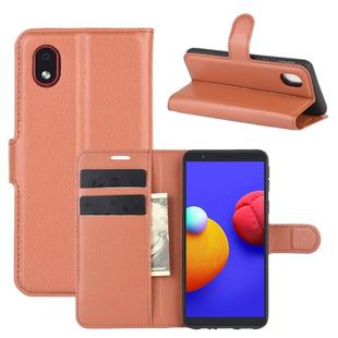 For Samsung Galaxy A01 Core / M01 Core Litchi Texture Horizontal Flip Protective Case with Holder & Card Slots & Wallet(Brown)