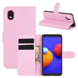 For Samsung Galaxy A01 Core / M01 Core Litchi Texture Horizontal Flip Protective Case with Holder & Card Slots & Wallet(Pink)