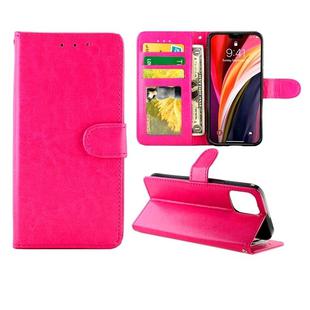 For iPhone 12 mini Crazy Horse Texture Leather Horizontal Flip Protective Case with Holder & Card Slots & Wallet & Photo Frame(Magenta)