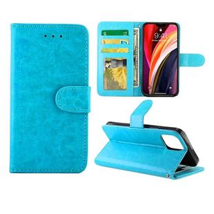 For iPhone 12 / 12 Pro Crazy Horse Texture Leather Horizontal Flip Protective Case with Holder & Card Slots & Wallet & Photo Frame(baby Blue)