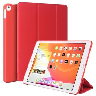 Three-folding Surface PU Leather TPU Matte Soft Bottom Case with Holder & Sleep / Wake-up Function For iPad 10.2 2021 / 2020 / 2019 / iPad Pro 10.5 inch(Red)