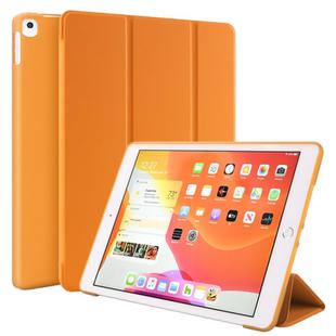For iPad 10.2 2021 / 2020 / 2019 / iPad Pro 10.5 inch Three-folding Surface PU Leather TPU Matte Soft Bottom Case with Holder & Sleep / Wake-up Function (Orange)