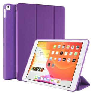 Three-folding Surface PU Leather TPU Matte Soft Bottom Case with Holder & Sleep / Wake-up Function For iPad 10.2 2021 / 2020 / 2019 / iPad Pro 10.5 inch (Purple)
