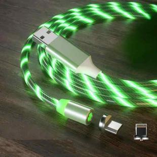2 in 1 USB to 8 Pin + Micro USB Magnetic Suction Colorful Streamer Mobile Phone Charging Cable, Length: 1m(Green Light)