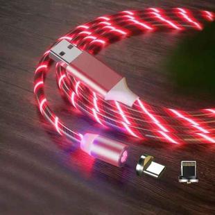 2 in 1 USB to 8 Pin + Type-C / USB-C Magnetic Absorption Colorful Streamer Mobile Phone Charging Cable, Length: 1m(Red Light)