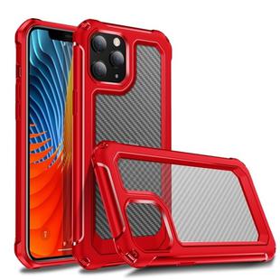 For iPhone 12 mini Transparent Carbon Fiber Texture Rugged Full Body TPU+PC Scratch-Resistant Shockproof Case(Red)