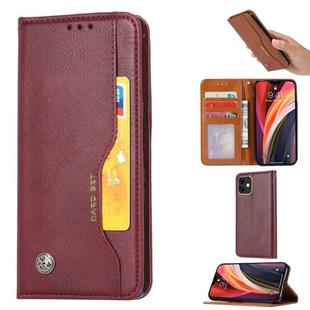 For iPhone 12 mini Knead Skin Texture Horizontal Flip Leather Case with Photo Frame & Holder & Card Slots & Wallet(Wine Red)