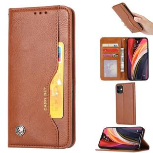 For iPhone 12 mini Knead Skin Texture Horizontal Flip Leather Case with Photo Frame & Holder & Card Slots & Wallet(Brown)