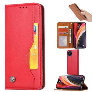 For iPhone 12 Pro Max Knead Skin Texture Horizontal Flip Leather Case with Photo Frame & Holder & Card Slots & Wallet(Red)