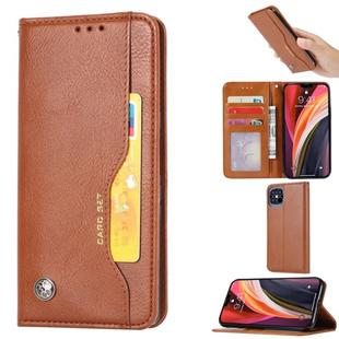 For iPhone 12 Pro Max Knead Skin Texture Horizontal Flip Leather Case with Photo Frame & Holder & Card Slots & Wallet(Brown)