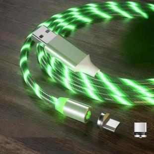 2 in 1 USB to Type-C / USB-C + Micro USB Magnetic Absorption Colorful Streamer Charging Cable, Length: 2m(Green Light)