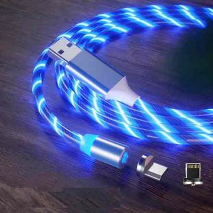 2 in 1 USB to 8 Pin + Micro USB Magnetic Suction Colorful Streamer Mobile Phone Charging Cable, Length: 2m(Blue Light)
