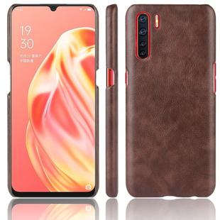 For OPPO A91 Shockproof Litchi Texture PC + PU Case(Brown)