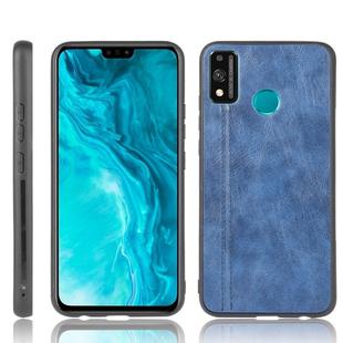 For Huawei Honor 9X Lite Shockproof Sewing Cow Pattern Skin PC + PU + TPU Case(Blue)