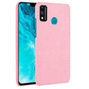 For Huawei Honor 9X Lite Shockproof Crocodile Texture PC + PU Case(Pink)