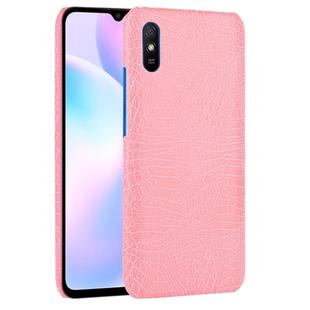 For Xiaomi Redmi 9A Shockproof Crocodile Texture PC + PU Case(Pink)