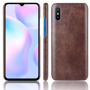 For Xiaomi Redmi 9A Shockproof Litchi Texture PC + PU Case(Brown)