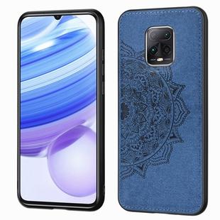 For Xiaomi Redmi 10X Pro 5G Mandala Embossed Cloth Cover PC + TPU Mobile Phone Case with Magnetic Function and Hand Strap(Blue)