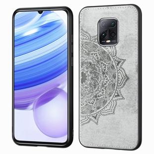 For Xiaomi Redmi 10X Pro 5G Mandala Embossed Cloth Cover PC + TPU Mobile Phone Case with Magnetic Function and Hand Strap(Grey)