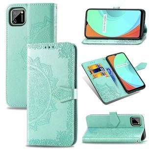 For OPPO Realme C11 Mandala Flower Embossed Horizontal Flip Leather Case with Bracket / Card Slot / Wallet / Lanyard(Green)
