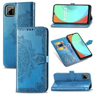 For OPPO Realme C11 Mandala Flower Embossed Horizontal Flip Leather Case with Bracket / Card Slot / Wallet / Lanyard(Blue)