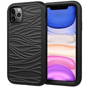 For iPhone 11 Pro Wave Pattern 3 in 1 Silicone+PC Shockproof Protective Case(Black)